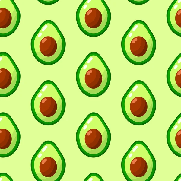 Avocado Gemüse Nahtlose Muster Cartoon Flache Gesunde Ernährung Hintergrund Grünes — Stockvektor