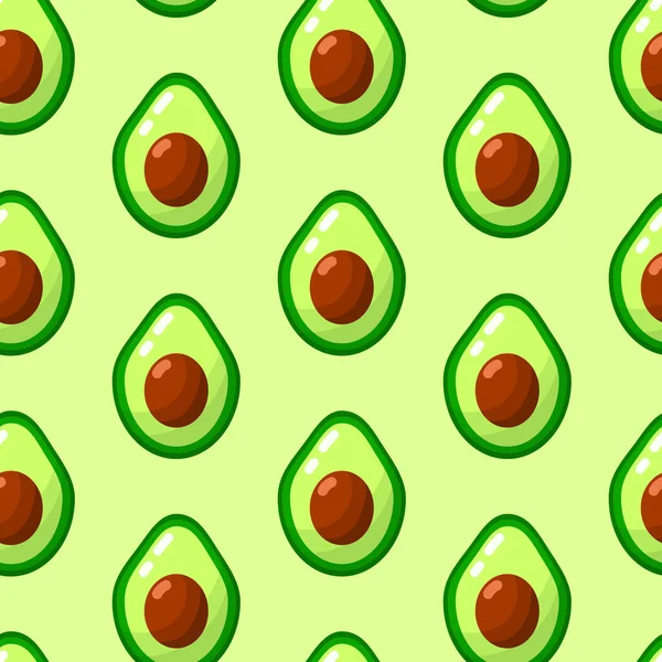 Aguacate Patrón Sin Costura Vegetal Dibujos Animados Plana Comida Sana — Vector de stock