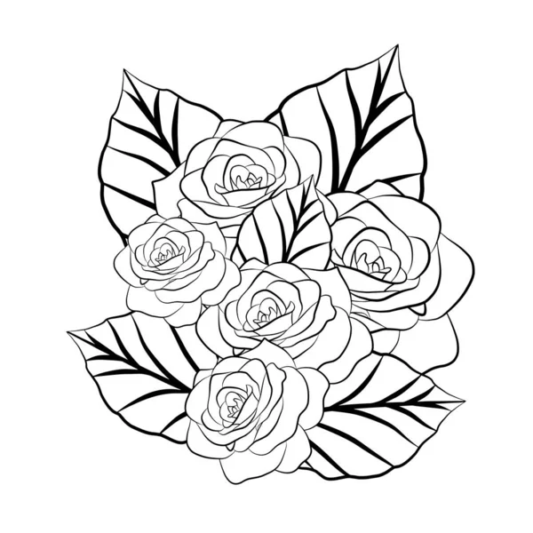Dibujo Gráfico Del Esquema Floral Del Ramo Aislado Ilustración Del — Archivo Imágenes Vectoriales