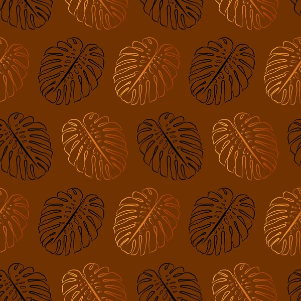 Monstera Blattgold Nahtloses Muster Vektorvorlage Für Botanische Tapeten Grafisch Eleganter — Stockvektor