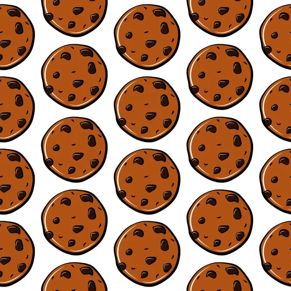 Galletas Dibujos Animados Patrón Inconsútil Aislado Dulce Esbozo Comida Colorido — Vector de stock