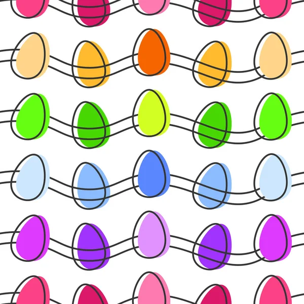 Rainbow Coloured Easter Eggs Seamless Pattern Template Simple Outline Hand — Stock Vector
