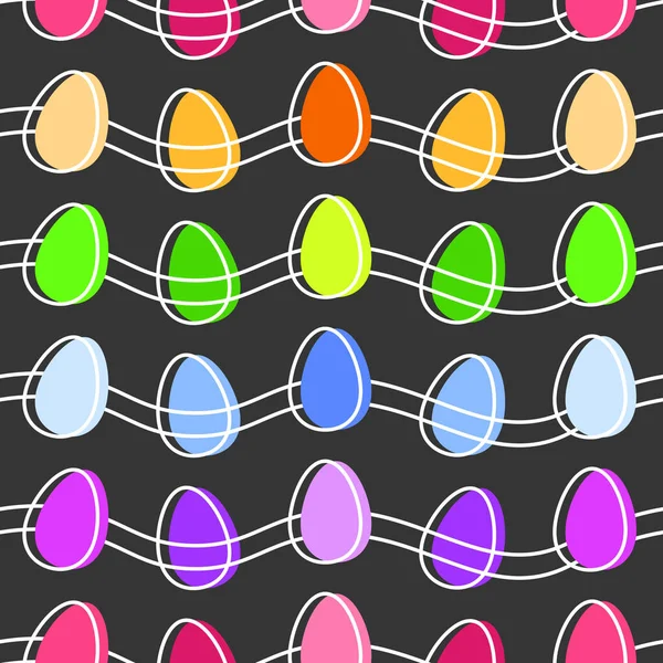 Rainbow Coloured Easter Eggs Seamless Pattern Template Simple Outline Hand — Stockvektor