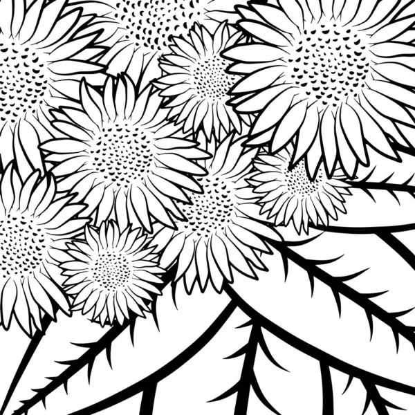 Šablona Stránky Květinovými Barvami Náčrt Obrysu Kresba Obrysu Grafické Vektorové — Stockový vektor