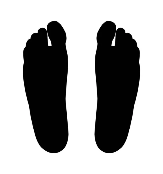 白い背景に人間の足跡の影のアイコンを隔離 シンプルな黒い男裸足のシルエットの形 抽象ベクトル図 — ストックベクタ