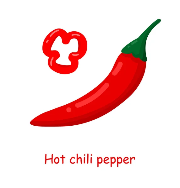 Red Hot Chili Pepper Vektor Cartoon Set Bunte Pflanzliche Lebensmittel — Stockvektor
