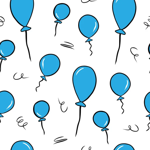 Dessin Animé Motif Sans Couture Avec Des Ballons Bleus Isolés — Image vectorielle