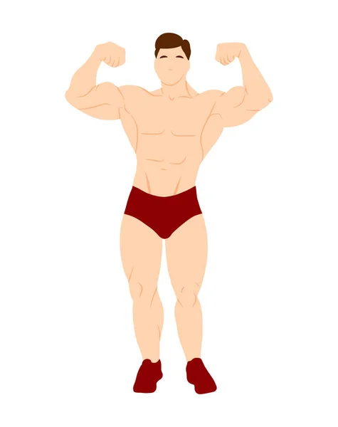 Jeune Homme Bodybuilder Caractère Isolé Sur Fond Blanc Illustration Vectorielle — Image vectorielle