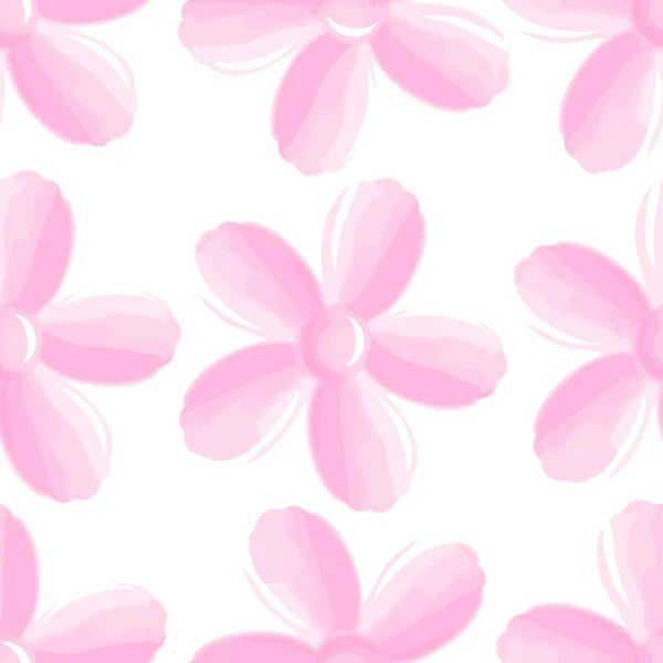 Bezešvé Květinové Vzory Izolované Bílém Pozadí Růžová Vektorová Květina Kreslená — Stockový vektor