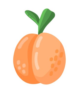 Colorful cartoon peach or apricot fruit icon isolated on white background. Doodle simple vector summer juicy food. Juice package or logo design element.