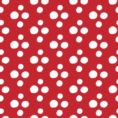 Abstract doodle red seamless pattern. Vector simple fabric print template with hand drawn circle shapes in a row. Trendy background.