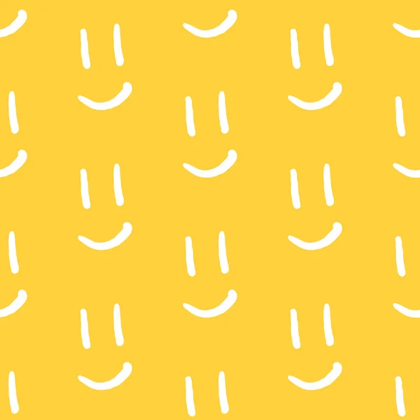 Abstract Doodle Seamless Pattern Smile Emoji Vector Simple Fabric Print — Stockový vektor