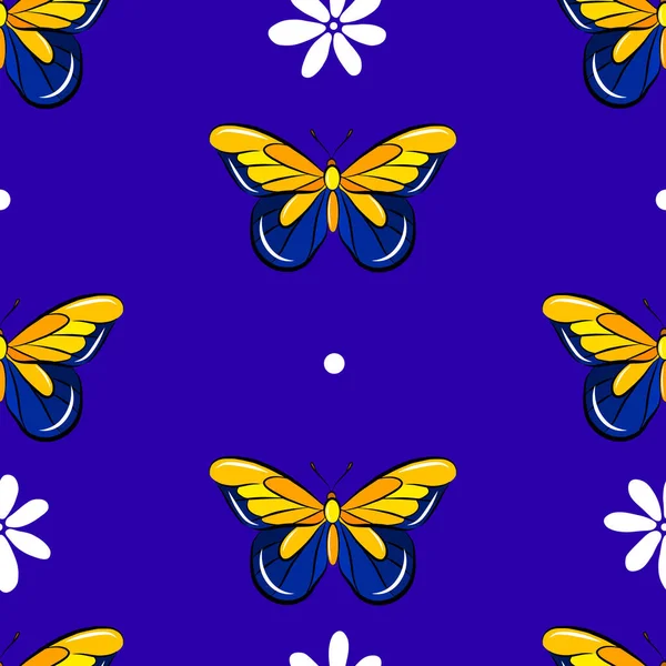 Cartoon Butterfly Colorful Seamless Pattern Nursery Vector Fabric Print Template — 스톡 벡터