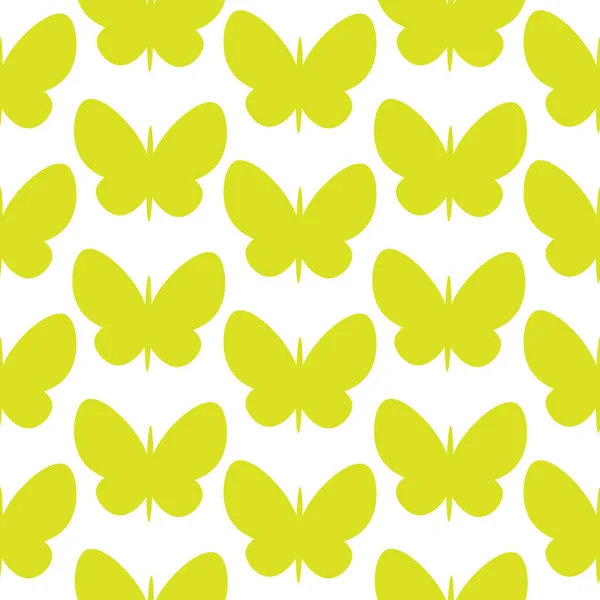 Butterfly Cartoon Insect Isolated Vector Illustration Colorful Green Seamless Pattern —  Vetores de Stock