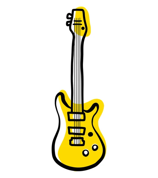 Guitar Outline Musical Instrument Vector Isolated Silhouette Simple Hand Drawn — Stock Vector