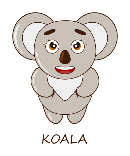 Cute Doodle Koala Bear Animal Cartoon Character Isolated White Background —  Vetores de Stock