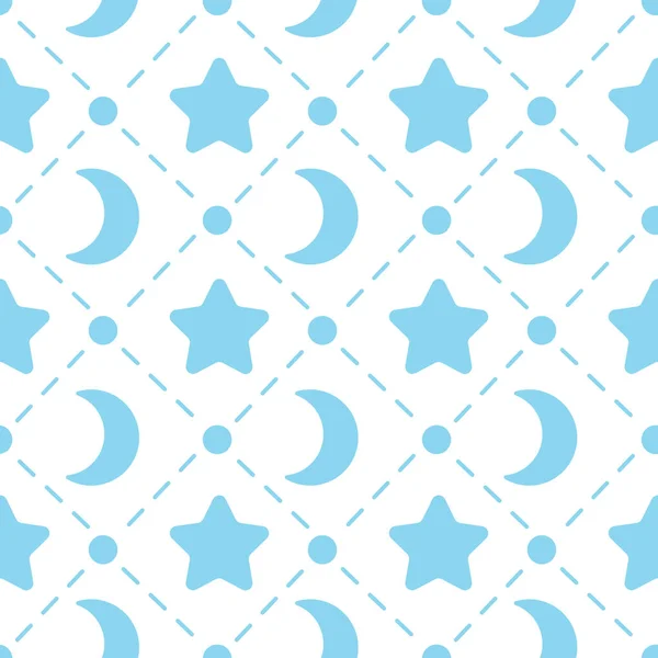 Nursery Seamless Pattern Template Simple Vector Star Moon Shape Fabric — Stock Vector