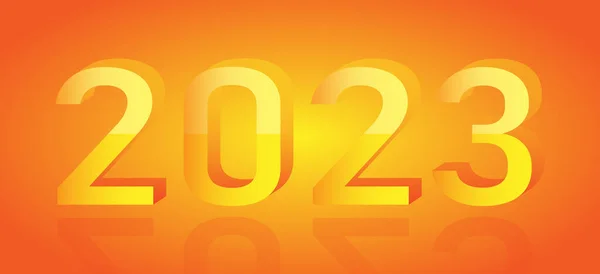 2023 New Year Golden Celebration Banner Glossy Metallic Vector Numbers — Stock Vector