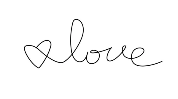 Love Word Handwriting Text Isolated White Background Simple Outline Lettering — Stock Vector