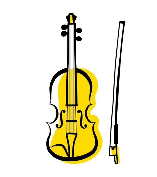 Скрипковий Контур Музичного Інструменту Векторний Ізольований Силует Проста Мальована Піктограма — стоковий вектор