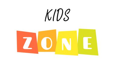 Kids zone banner isolated on white background.