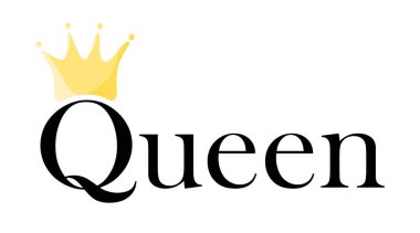 Queen lettering card isolated on white background. T-shirt sublimation print template. 