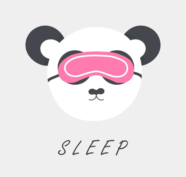 Cute Panda Head Sleep Mask Vector Flat Illustration Isolated White — Vetor de Stock