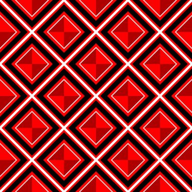 Ekose desenli. Vektör kumaş baskı şablonu. İskoç tarzı kırmızı eşkenar dörtgen süs. Geometrik kareli halı arkaplanı. 