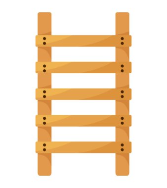 Tahta merdiven karikatür simgesi beyaz arkaplanda izole. 