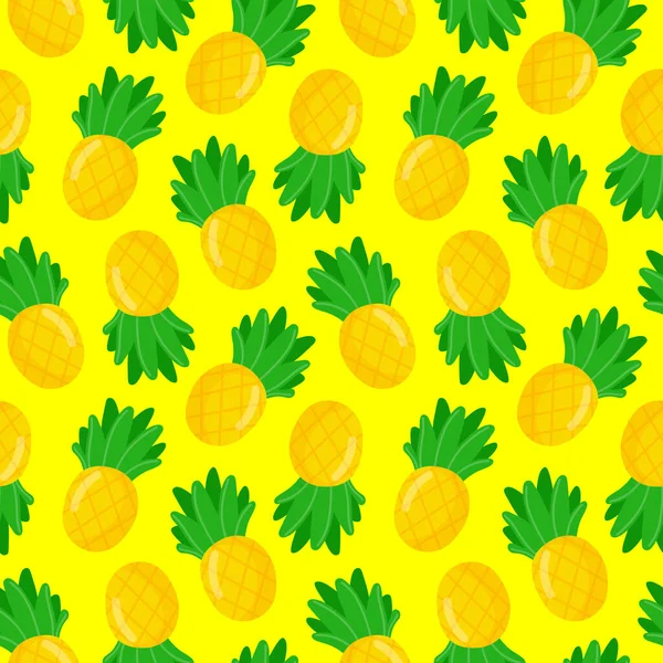 Kolorowe Ananasowe Owoce Kreskówki Bezszwowy Wzór Doodle Proste Wektor Lato — Wektor stockowy