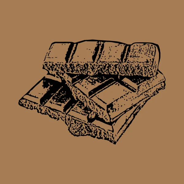 Значок Гранжа Шоколадной Батончике Дизайн Сладких Вкусных Блюд Черный Эскиз — стоковый вектор