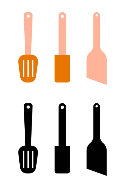 Ensemble Icône Ustensile Cuisine Isolé Sur Fond Blanc Cuire Chaleur — Image vectorielle