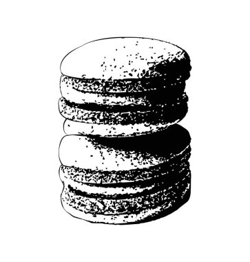 Grunge desenli badem kurabiyesi ikonu beyaz arka planda izole edilmiş. Basit düz siyah amblem. Pastane logosu tasarım elemanı. Yemek taslağı..