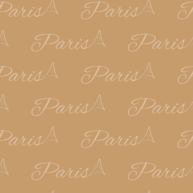 Paris 'in kusursuz bir düzeni var. Bej kahverengi arka plan. Metinli kumaş yazdırma şablonu.