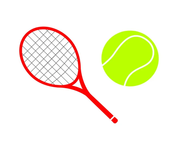 Raqueta Tenis Grande Bola Verde Aislados Conjunto Iconos Vector Fondo — Archivo Imágenes Vectoriales