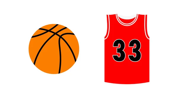 Basketball Sport Ball Und Uniform Isoliert Auf Weißem Hintergrund Vektor — Stockvektor