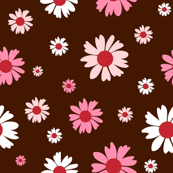 Florales Nahtloses Muster Druckvorlage Für Botanische Stoffe Vektorillustration Mit Rosa — Stockvektor