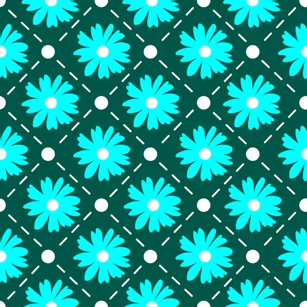 Florales Nahtloses Muster Druckvorlage Für Botanische Stoffe Vektorillustration Mit Kamillenblüten — Stockvektor