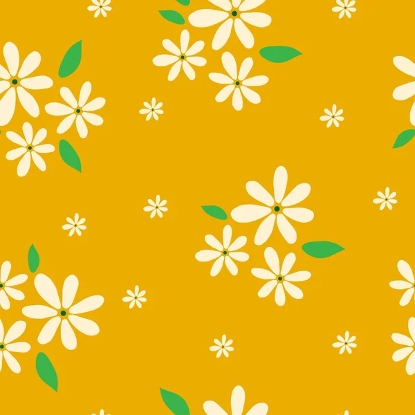 Florales Nahtloses Muster Druckvorlage Für Botanische Stoffe Vektorillustration Mit Weißen — Stockvektor