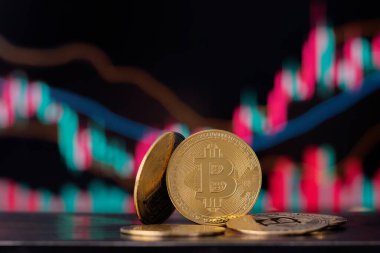 Grafik diyagramında Bitcoin şifreleme paraları.