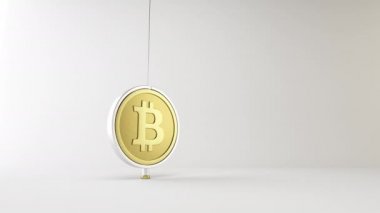 Altın sikke döngüsü 3d sarkacın bitcoin logolu animasyonu
