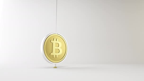 Złota Pętla Monety Animacja Wahadłowa Logo Bitcoin — Wideo stockowe