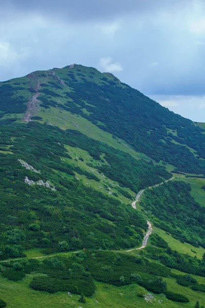 Χαλίκι Μονοπάτια Πεζοπορίας Tatra Βουνά Στη Σλοβακία Πράσινοι Καλοκαιρινοί Λόφοι — Φωτογραφία Αρχείου