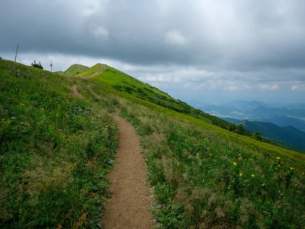 Χαλίκι Μονοπάτια Πεζοπορίας Tatra Βουνά Στη Σλοβακία Πράσινοι Καλοκαιρινοί Λόφοι — Φωτογραφία Αρχείου