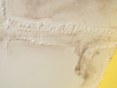 Hasarlı tavanda su lekeleri, sızıntı lekeleri var..