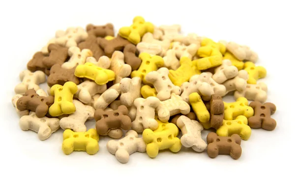 Doces Para Cães Biscoitos Forma Osso Para Cães Ossos Multicoloridos — Fotografia de Stock