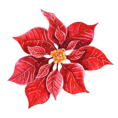 El boyası suluboya kırmızı noktalı resim.