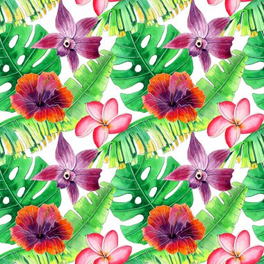 Suluboya Çiçek Tropikal arka plan Tasarımı