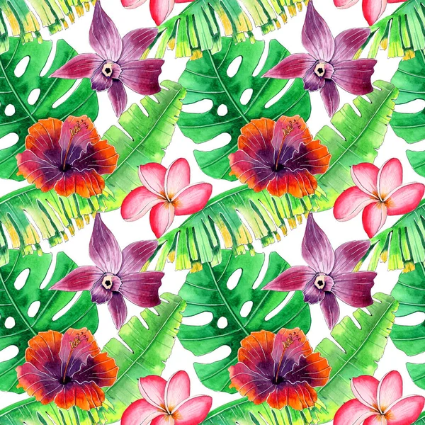 Акварель цветочный тропический фон — стоковое фото