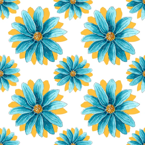 Patrón floral sin costuras con flores azules. —  Fotos de Stock